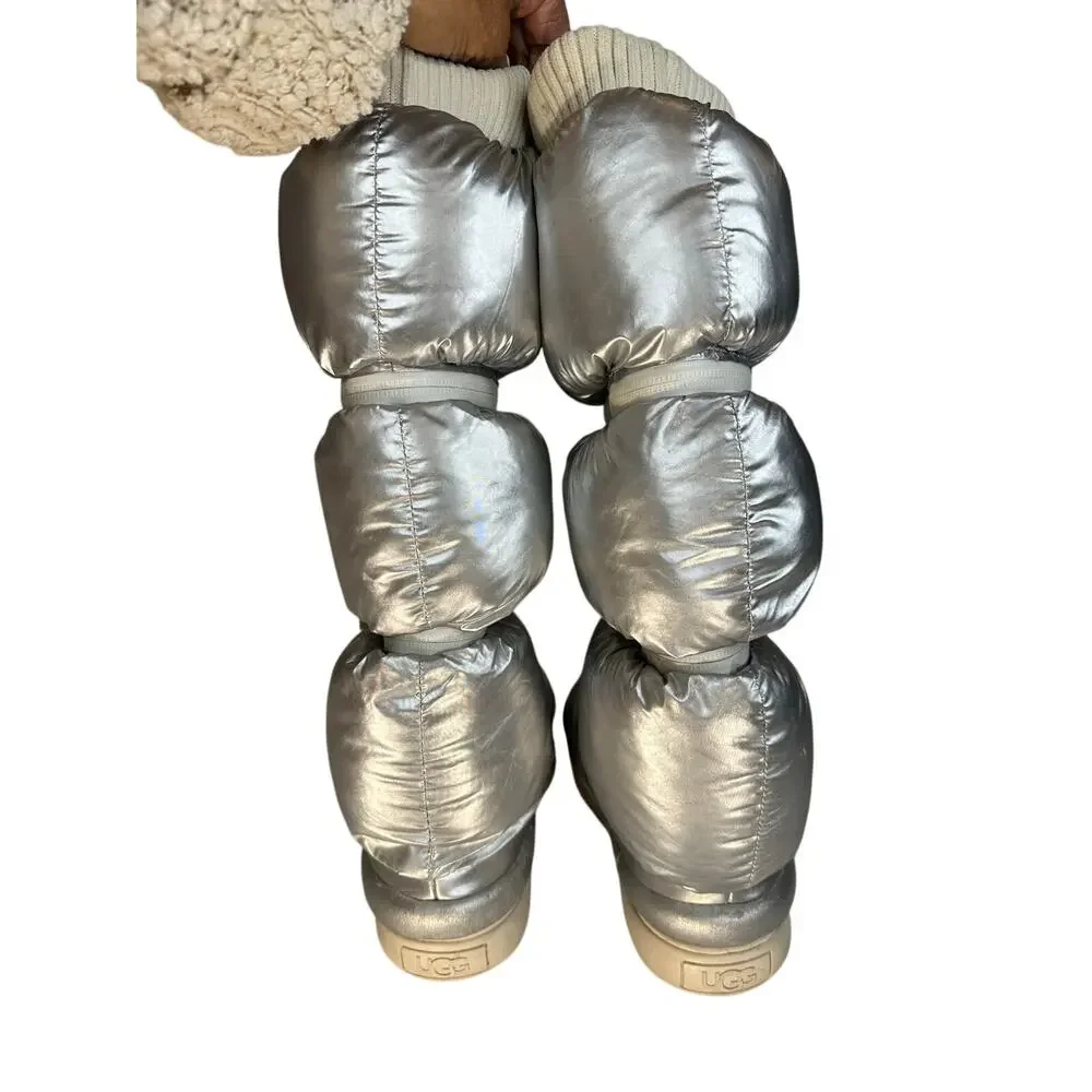 UGG Classic Maxi Ultra Tall silver metallic puffer boots EU36/US 5 SN1135152